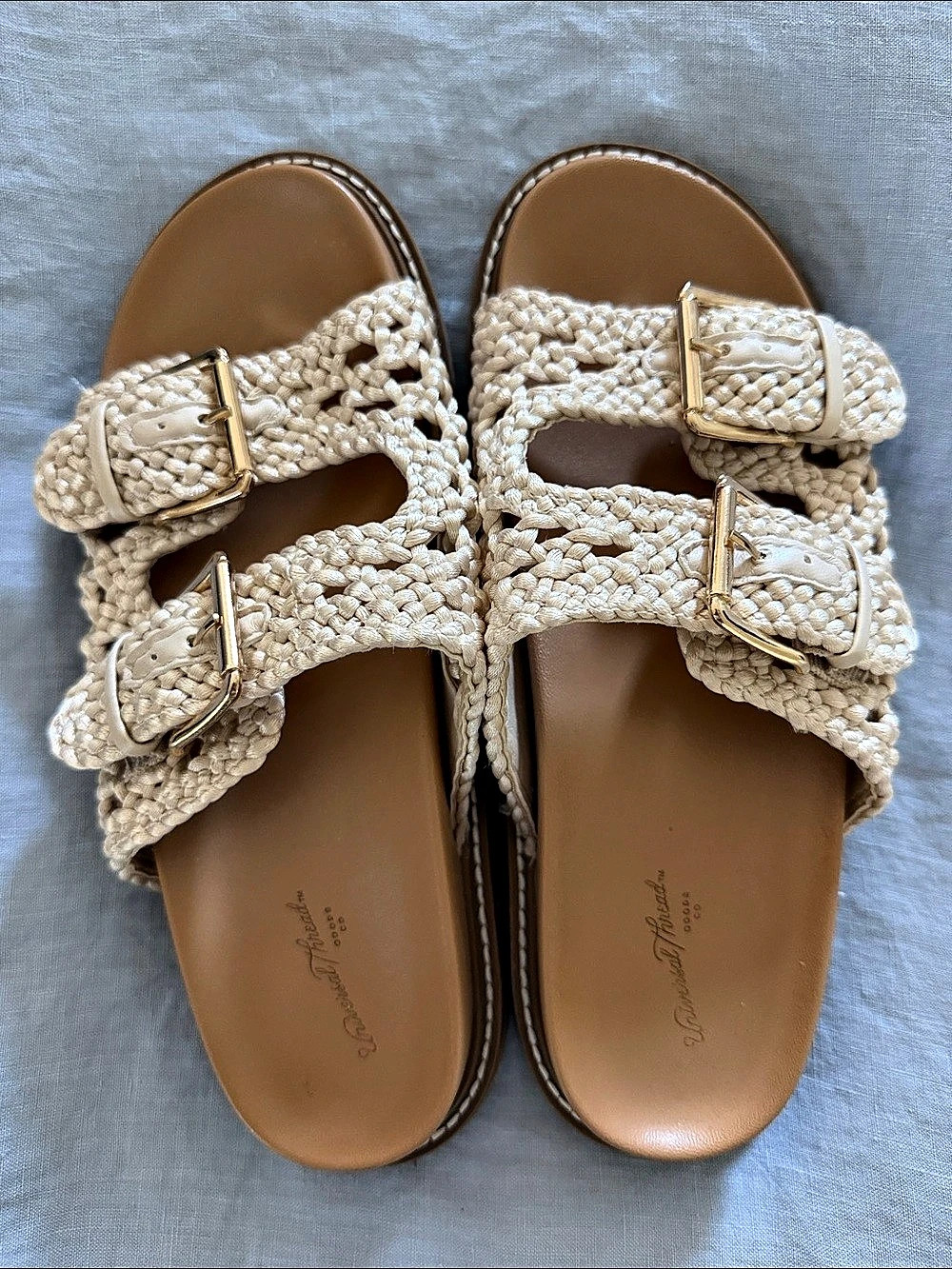 Universal Thread Crochet Footbed Sandals Beige US 7.5